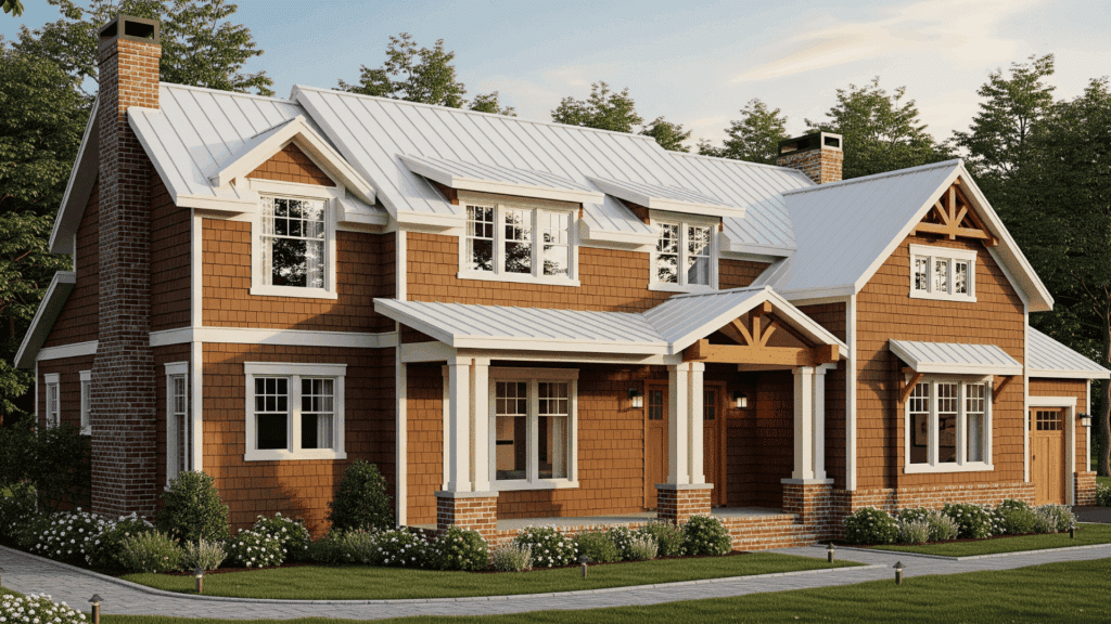 Earthy Brown with Cream and Brick