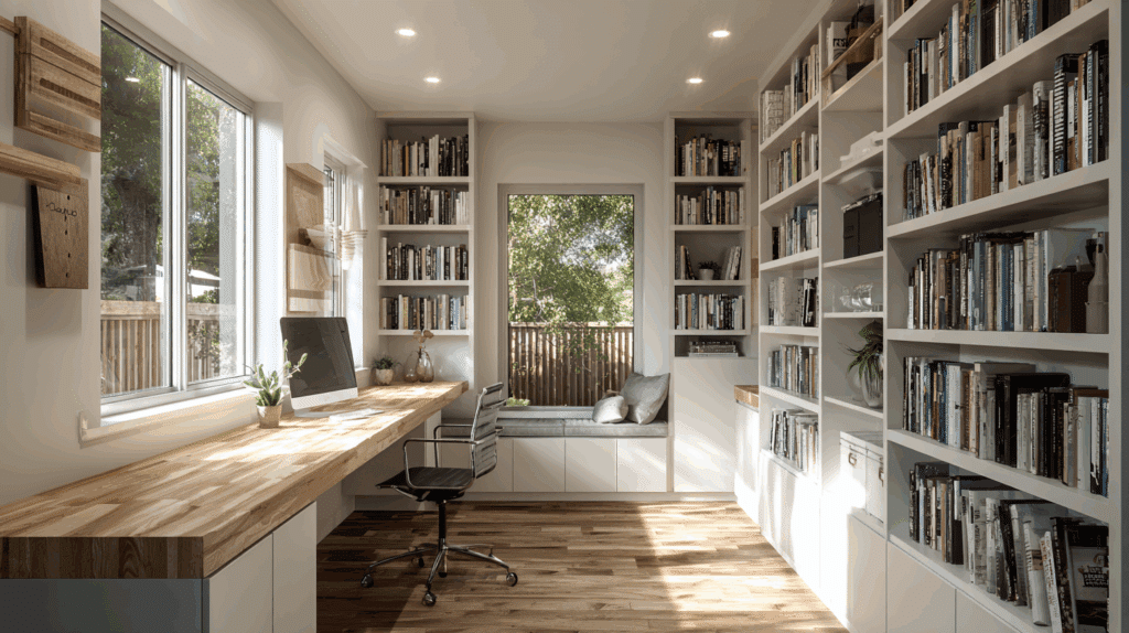 Home office with built-in storage