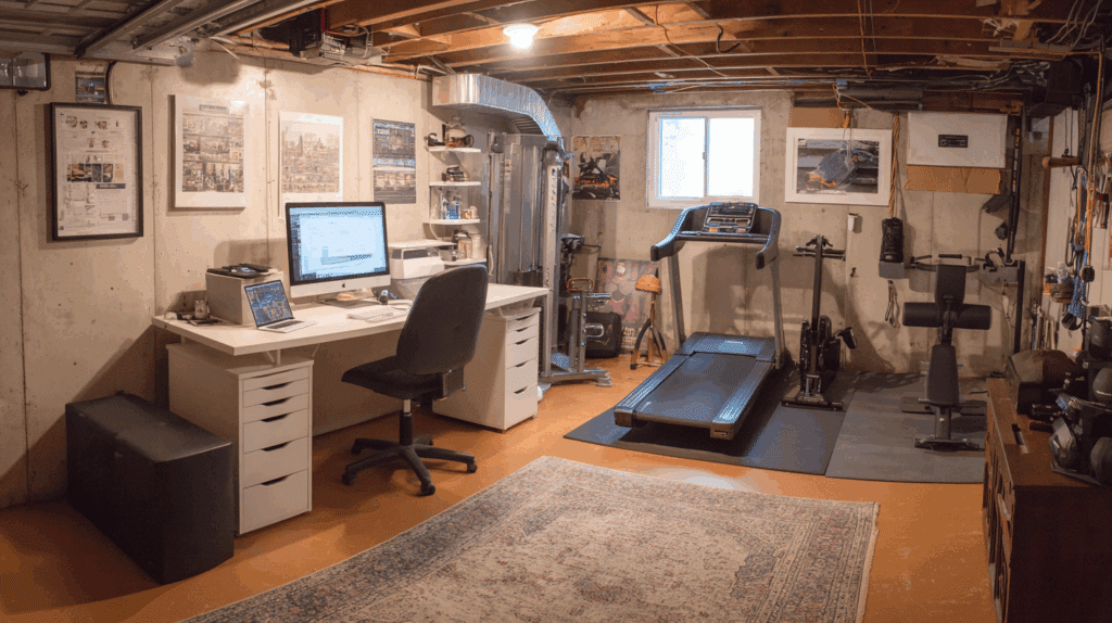 Hybrid office and gym combo
