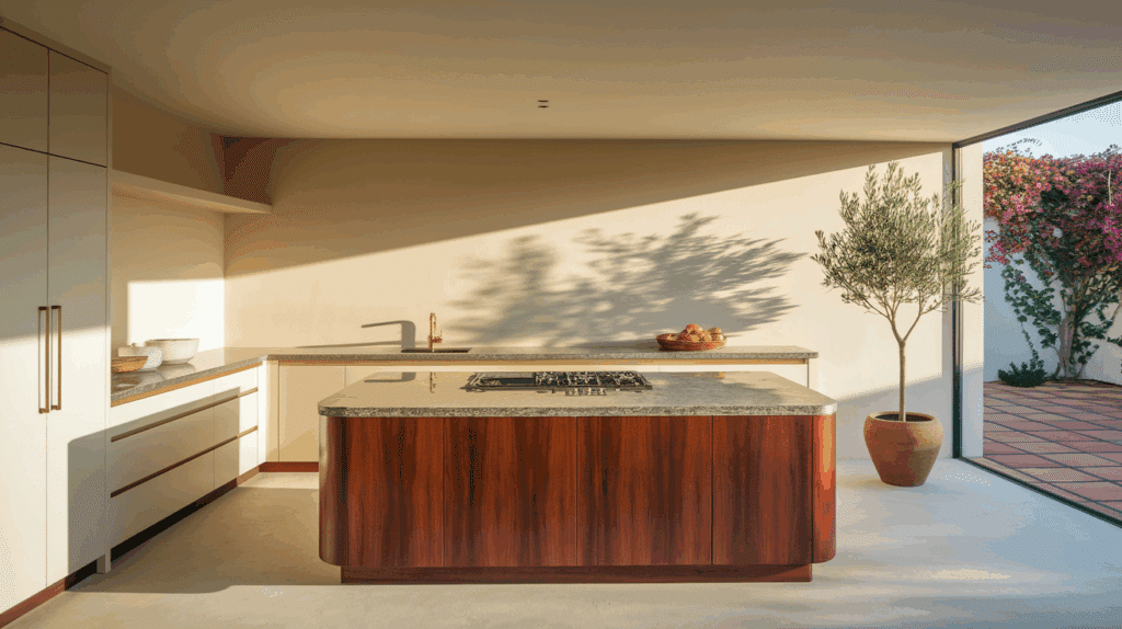 L Shaped Kitchen with Central Island