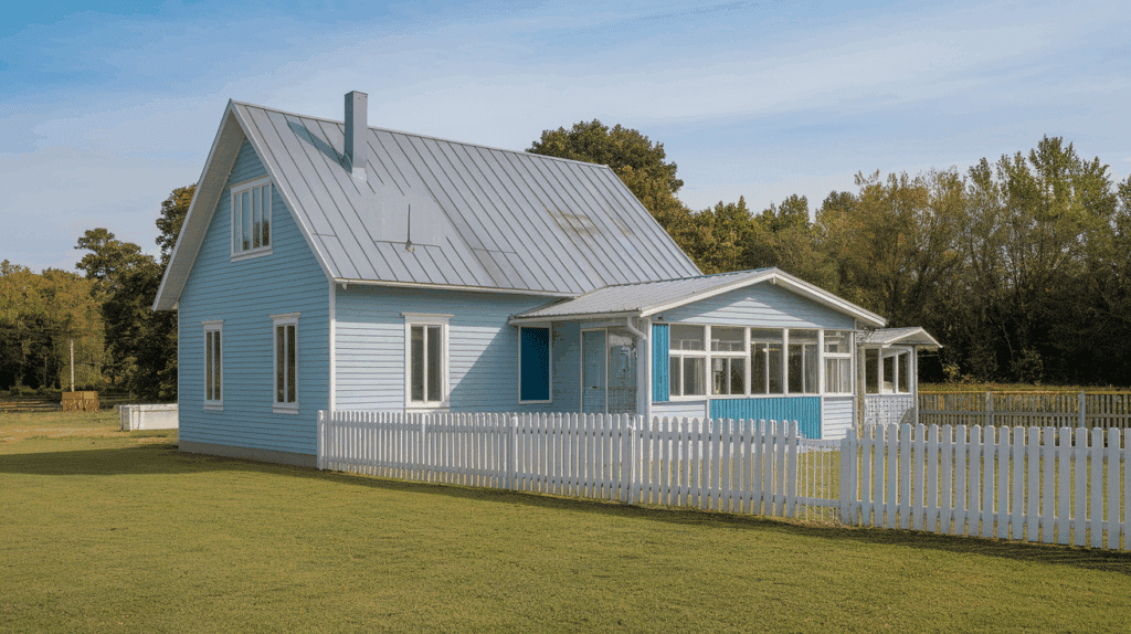 Light Blue House with Gray Roof