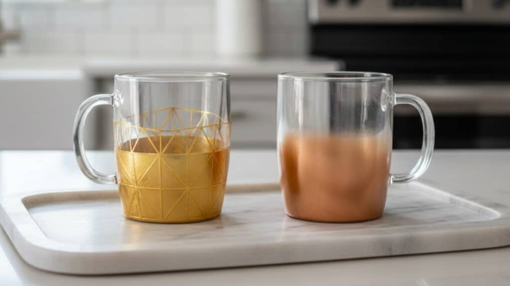 Metallic Painted Glass Cups Mugs