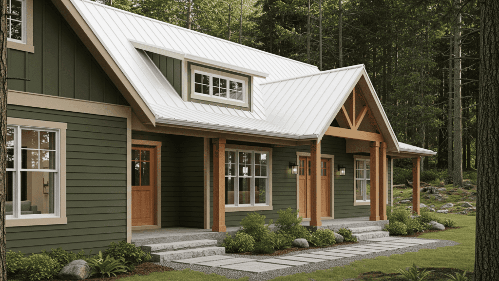 Olive Green with Beige Trim