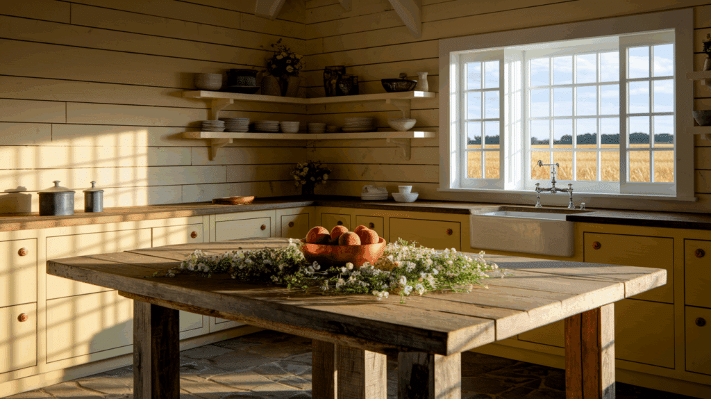 Rustic Farmhouse Kitchen with Island