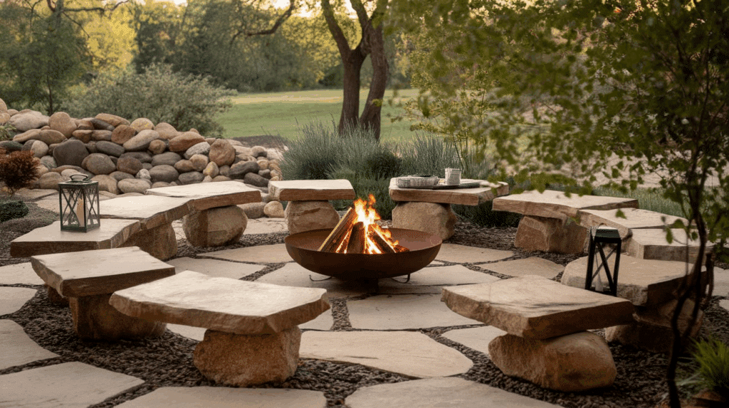 Stone Benches or Seating Areas