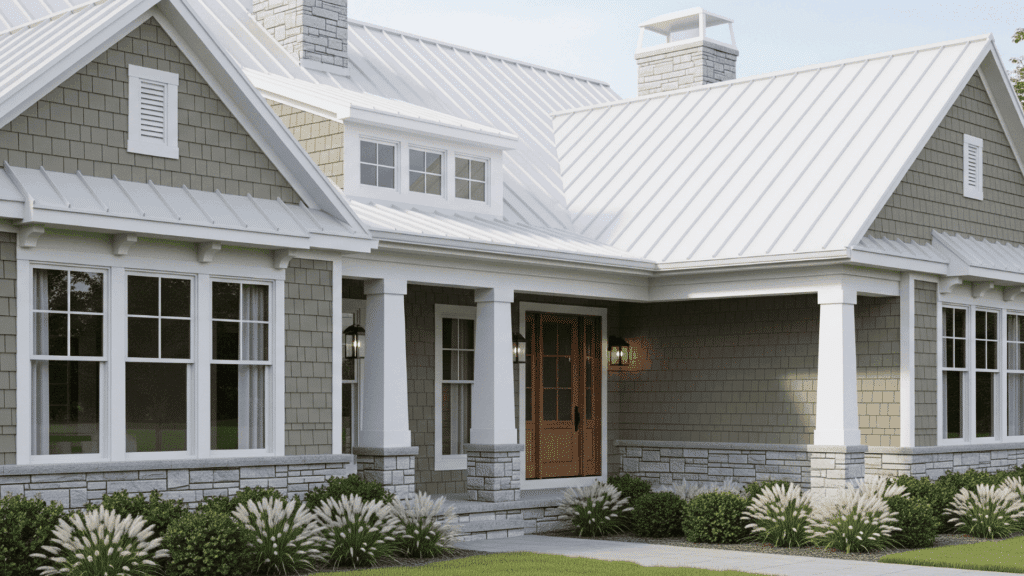 Taupe with White and Stone Accents