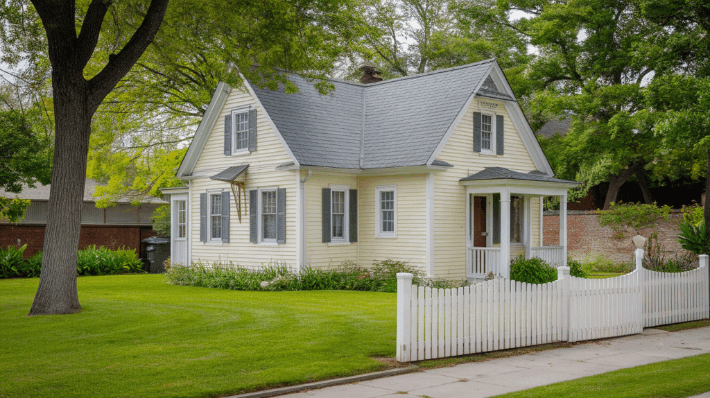 Yellow House with Gray Roof