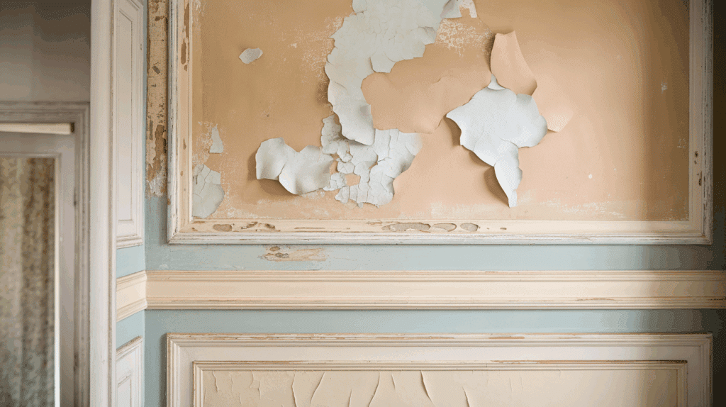 a photo of a home wall with peeling and _vxJ_wFWTRJ29JMs_dKPmPg_bIkKmQs0Tje95p0t6oDoTQ