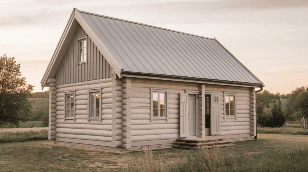 a photo of a log cabin with a muted taup_lxr kpZTQtKR6 kXZAPb3w_vVfyT76zQreipqJKbA_IxA