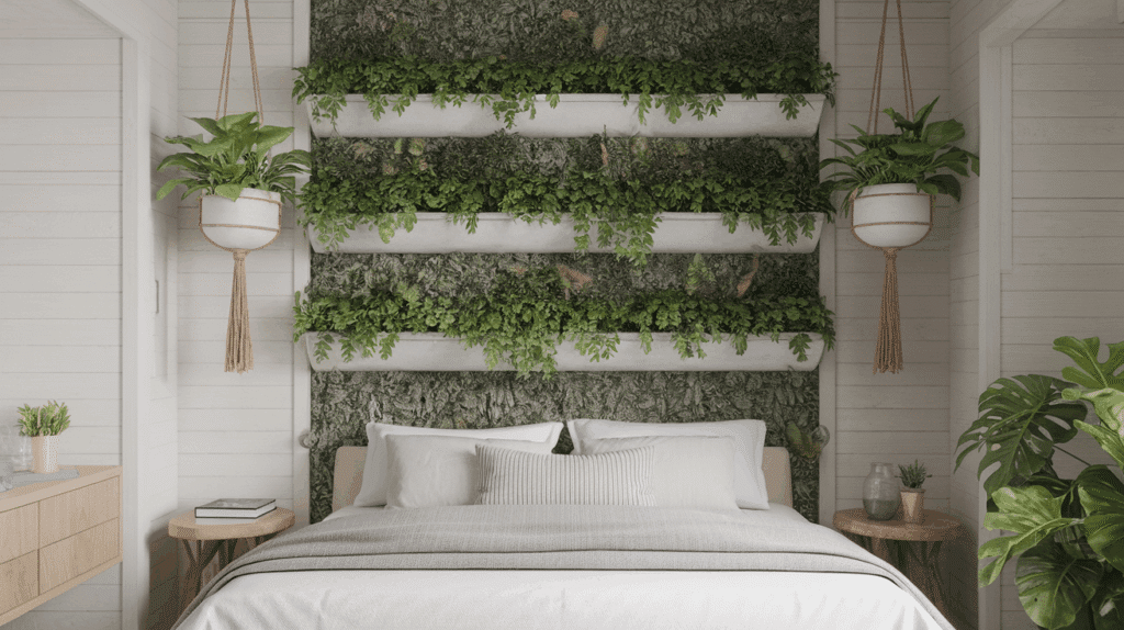 a serene bedroom with a vertical garden _ZJASTI67Sju0FVkxjBdI9Q_bJwuTRqfQUiDo9f0rwHM5g