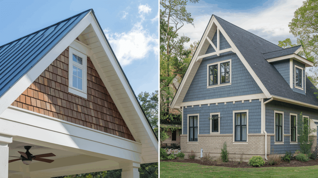a side by side comparison of a gable