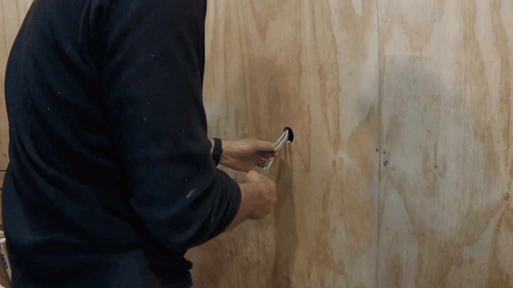 add cable holes and prepare for bench and shelves