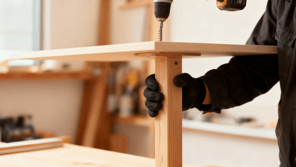 attach the legs to the desktop