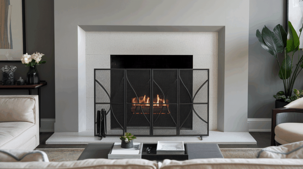 blackened steel Fireplace Screens
