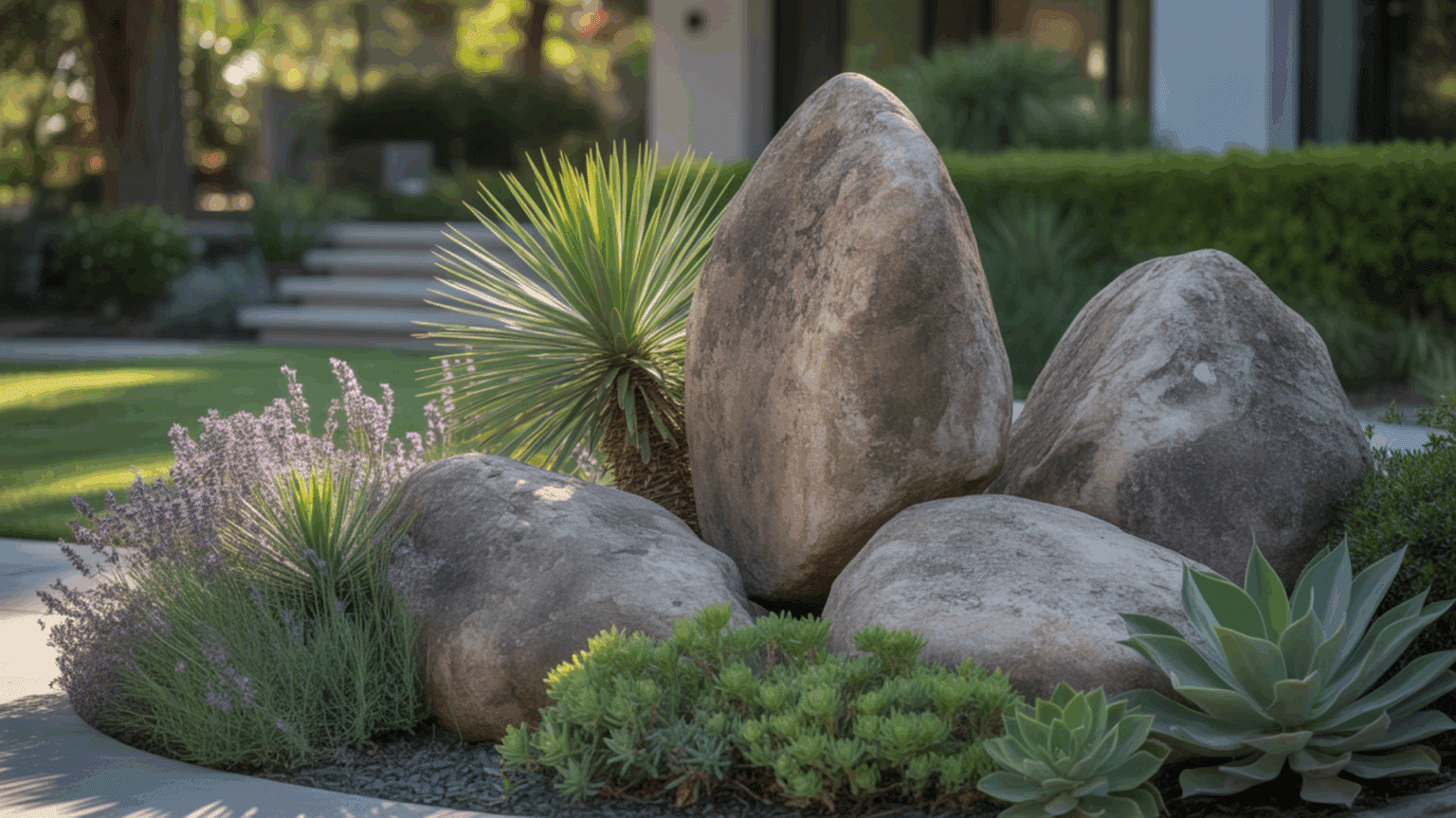 Large Feature Rocks 16 Front Yard Ideas with Large Landscaping Rocks - Opple House