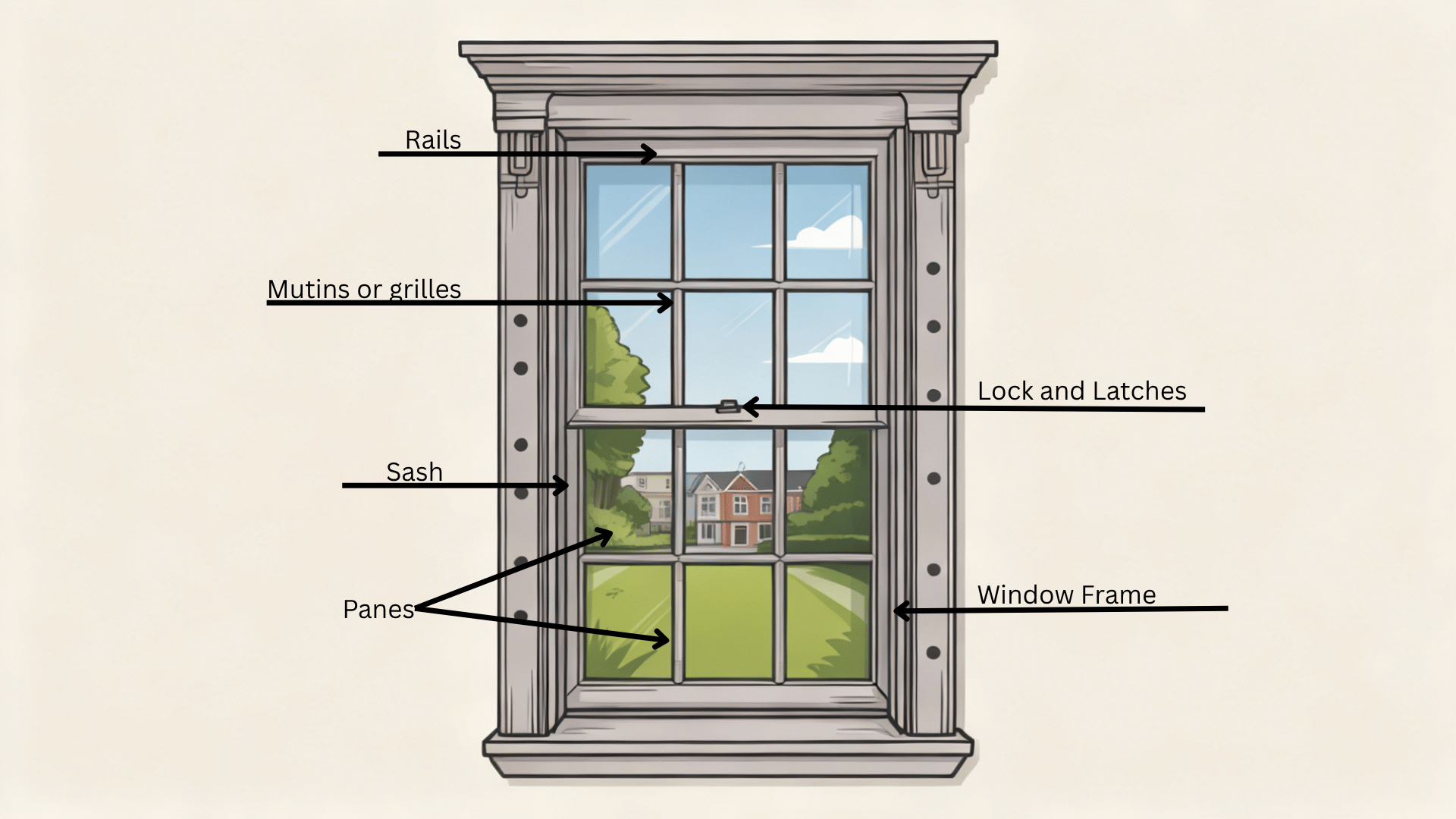 breaking components sash window