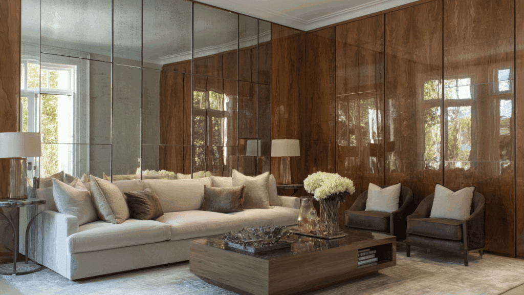 combine wood with mirrors