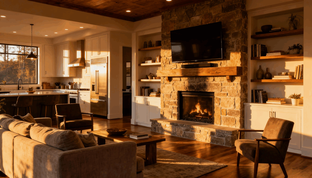 create a focal point with a fireplace