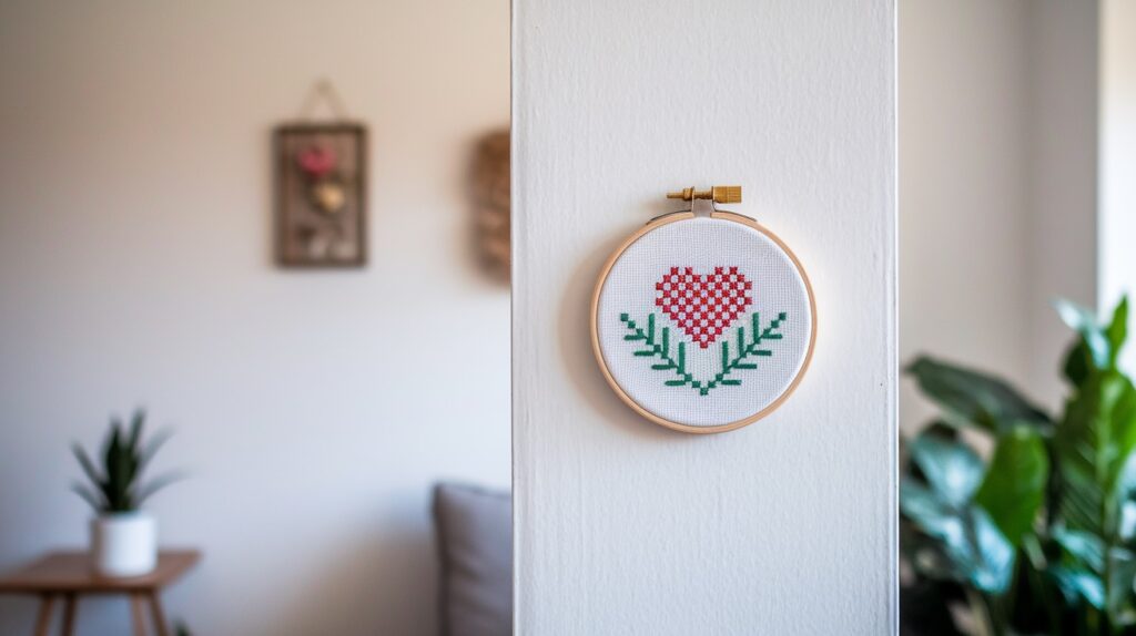 framed cross stitch embroidery