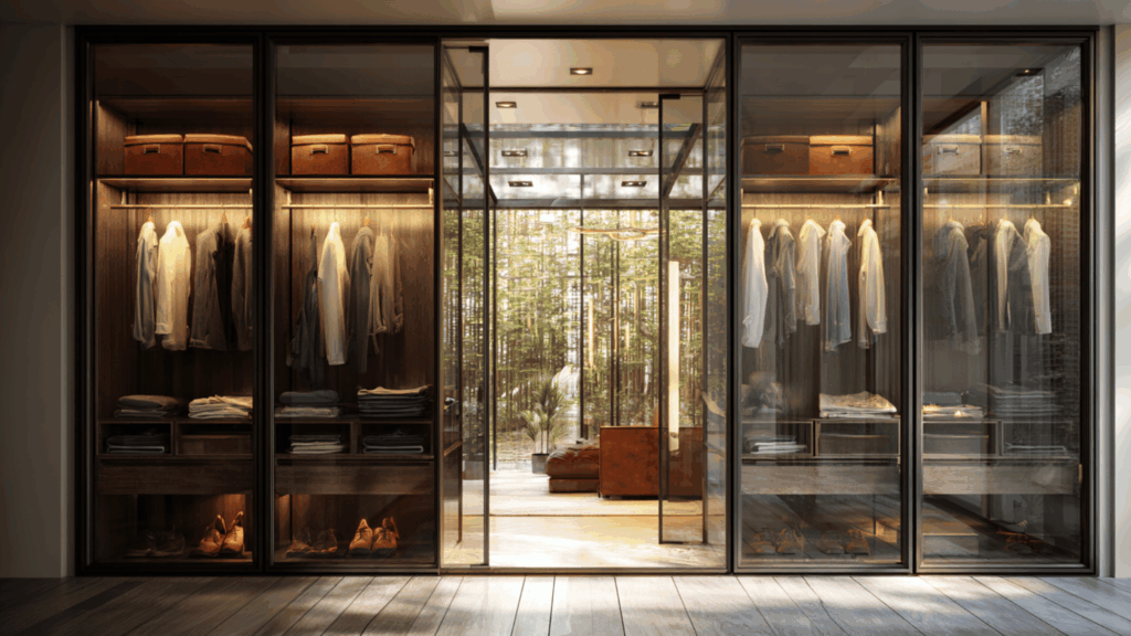 frameless glass closet doors