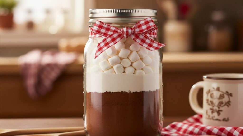 homemade hot cocoa mix in jar