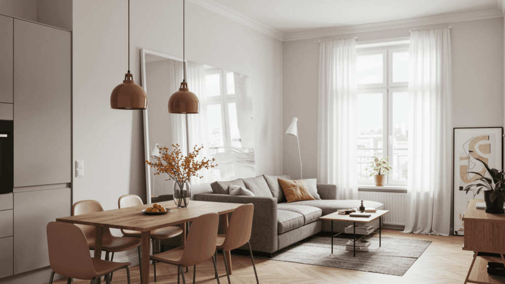 large mirrors to expand the space