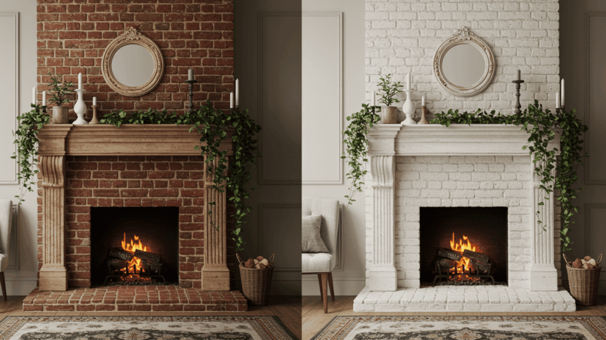 27 Simple Painted Brick Fireplace Makeovers - Opple House