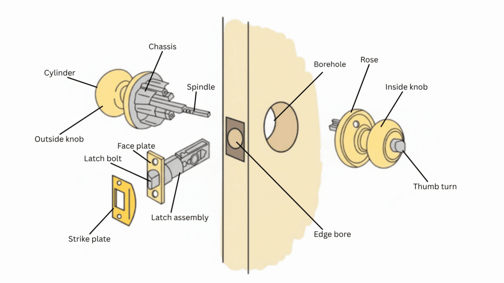 main components standard door lock