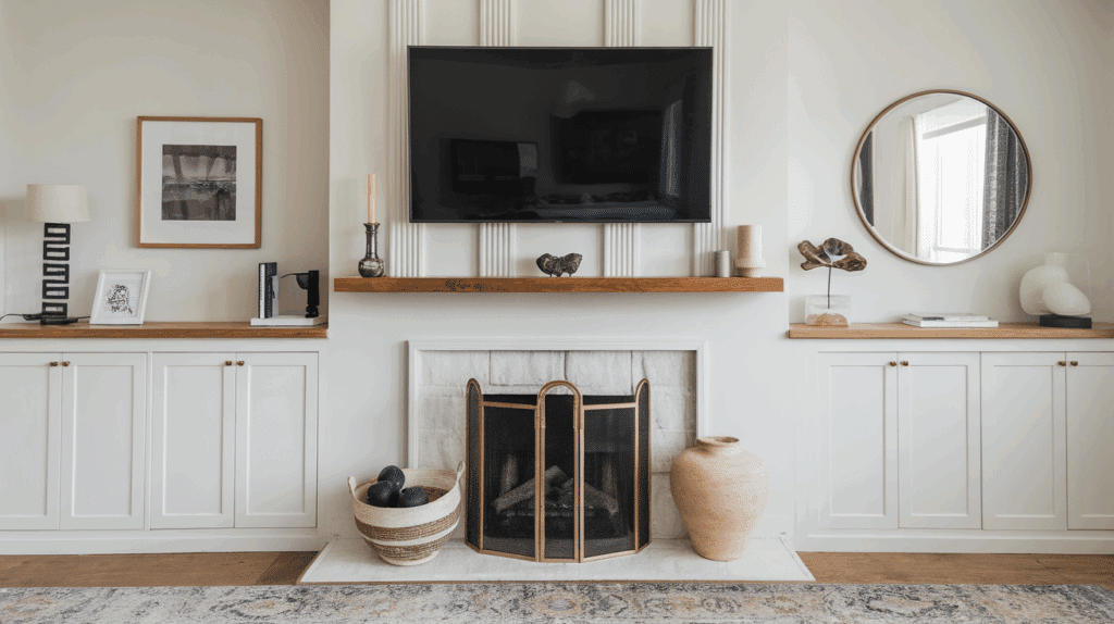 mantel decor with tv