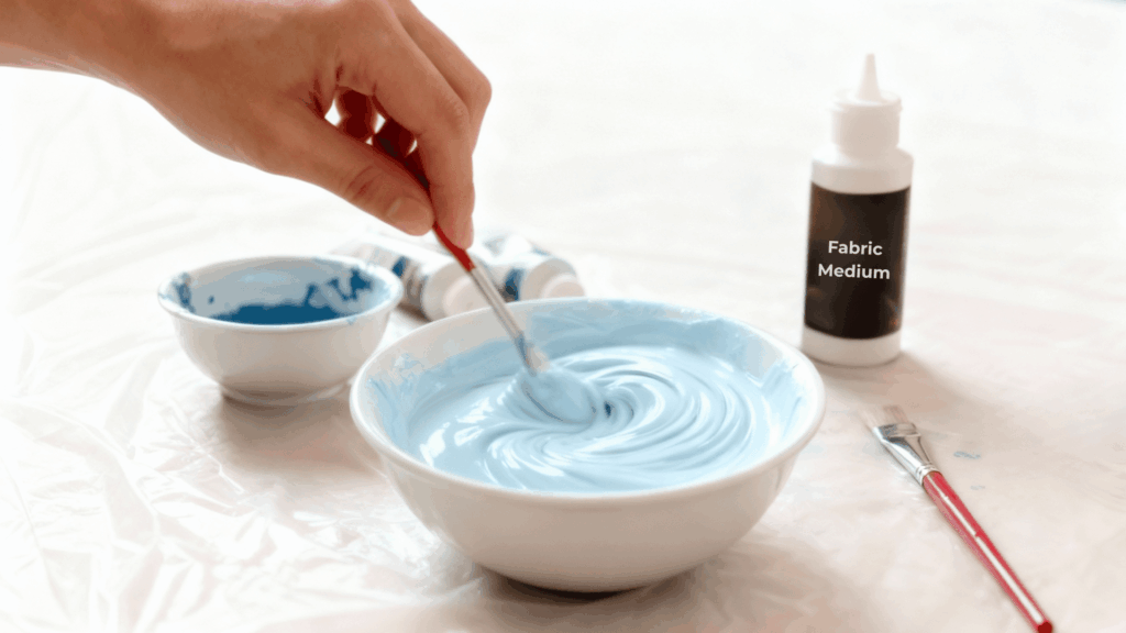 mix the acrylic paint with fabric medium