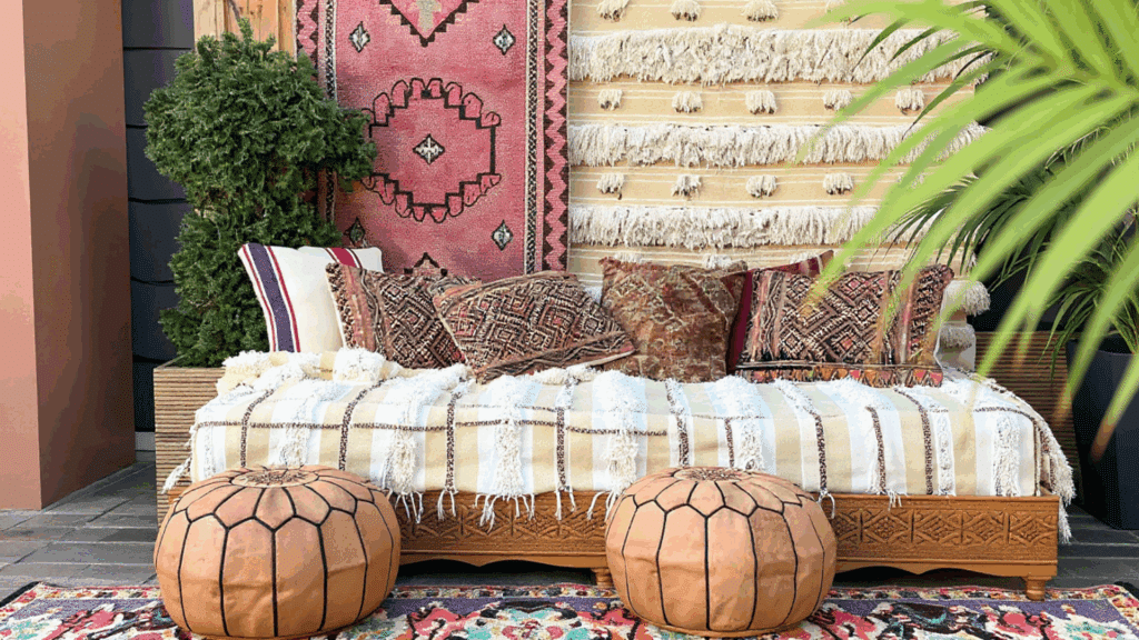 moroccan inspired poufs
