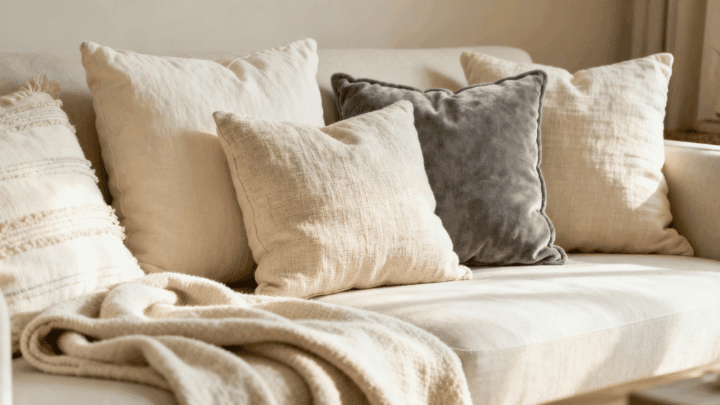 neutral pillow layering