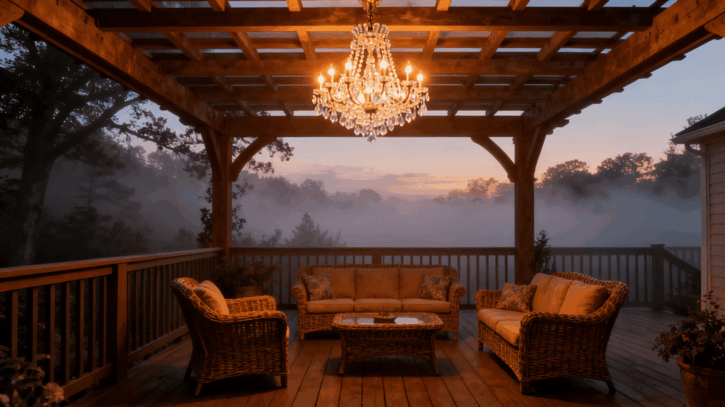 outdoor chandelier feature