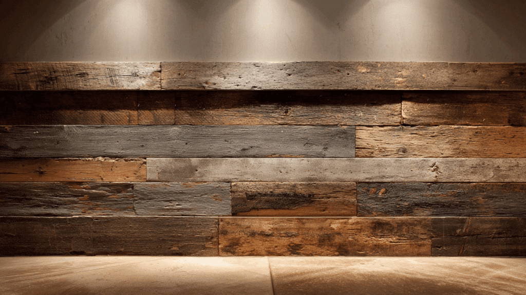 reclaimed wood half wall