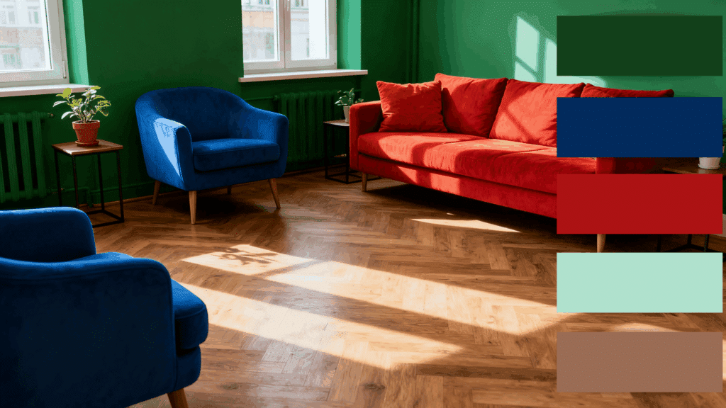 red green royal blue