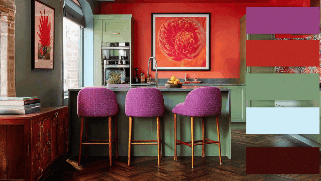 sage green magenta orange