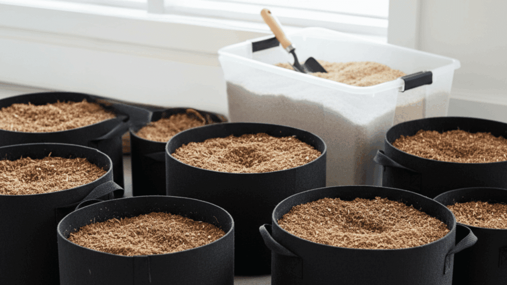 select containers and prepare your soil mix