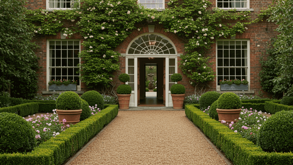 symmetrical entrance flanking