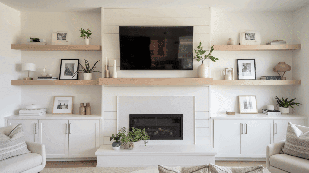 try floating shelves beside the tv