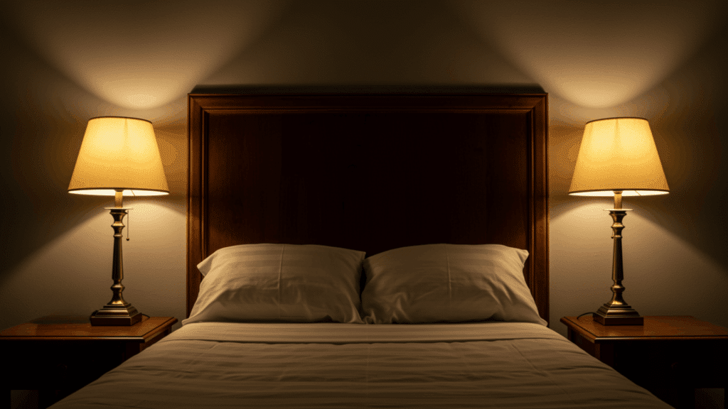 use bedside lamps instead of overhead lighting