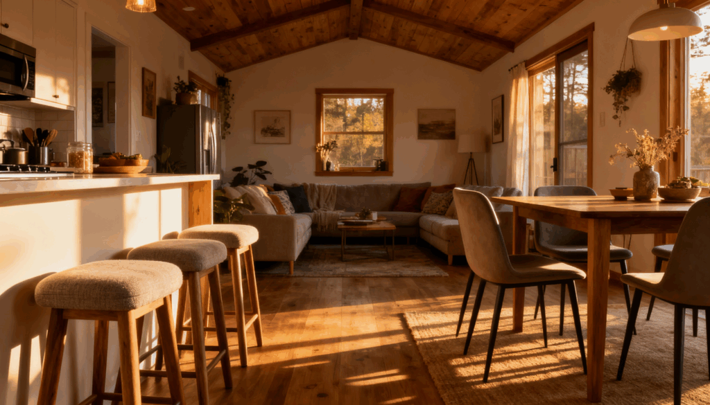 use matching or coordinating bar stools and dining chairs