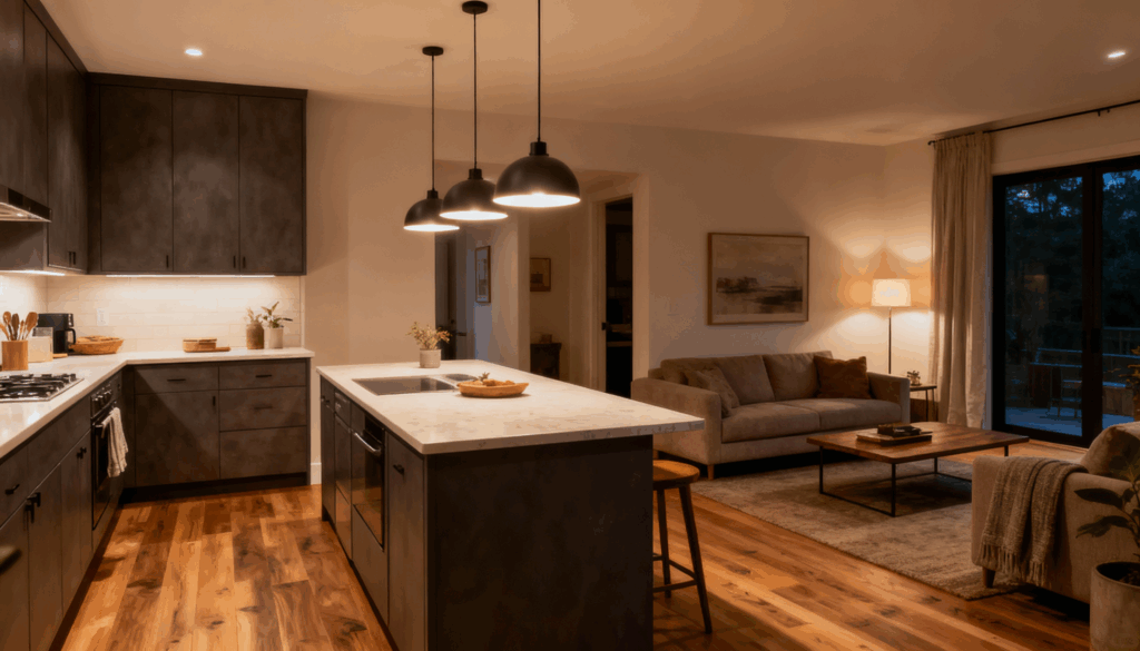 use pendant lighting to define spaces