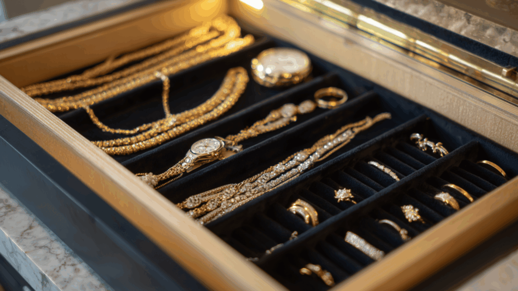 velvet lined jewelry drawer