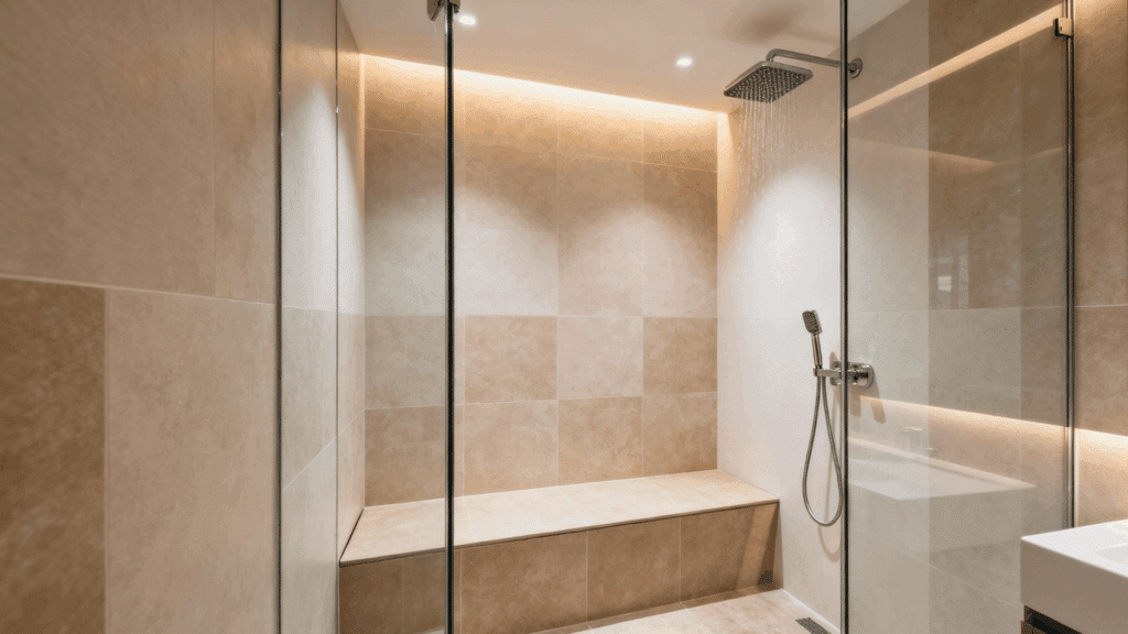 walk in with built in bench