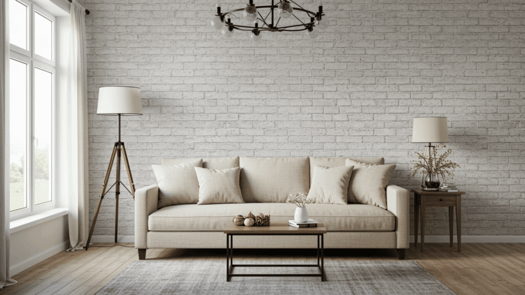 whitewashed brick wall