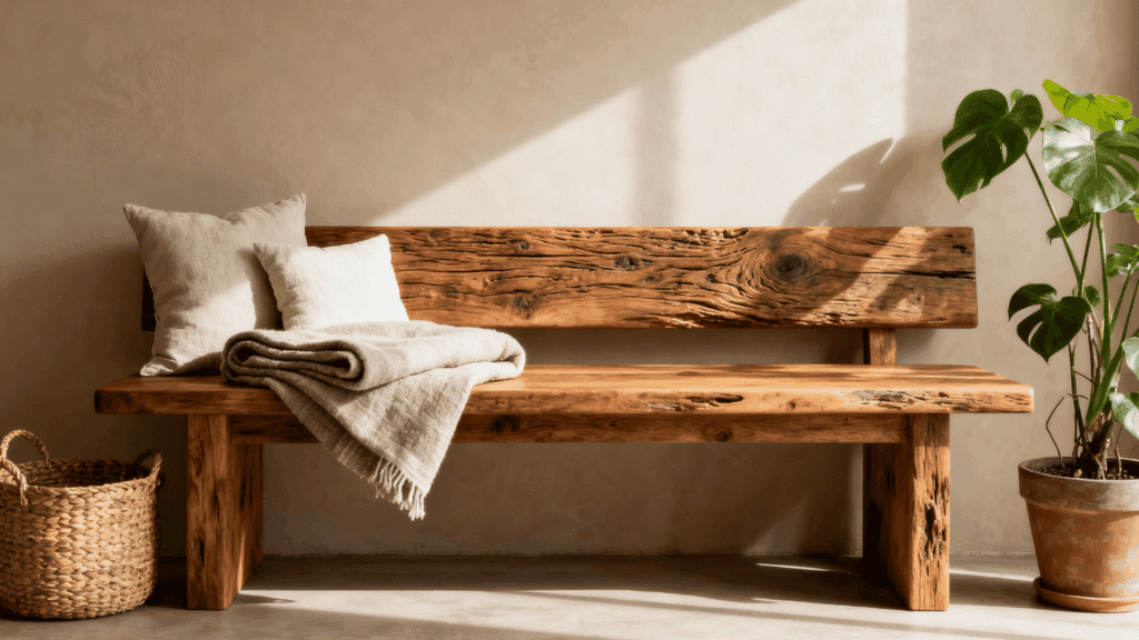 wooden bench seating