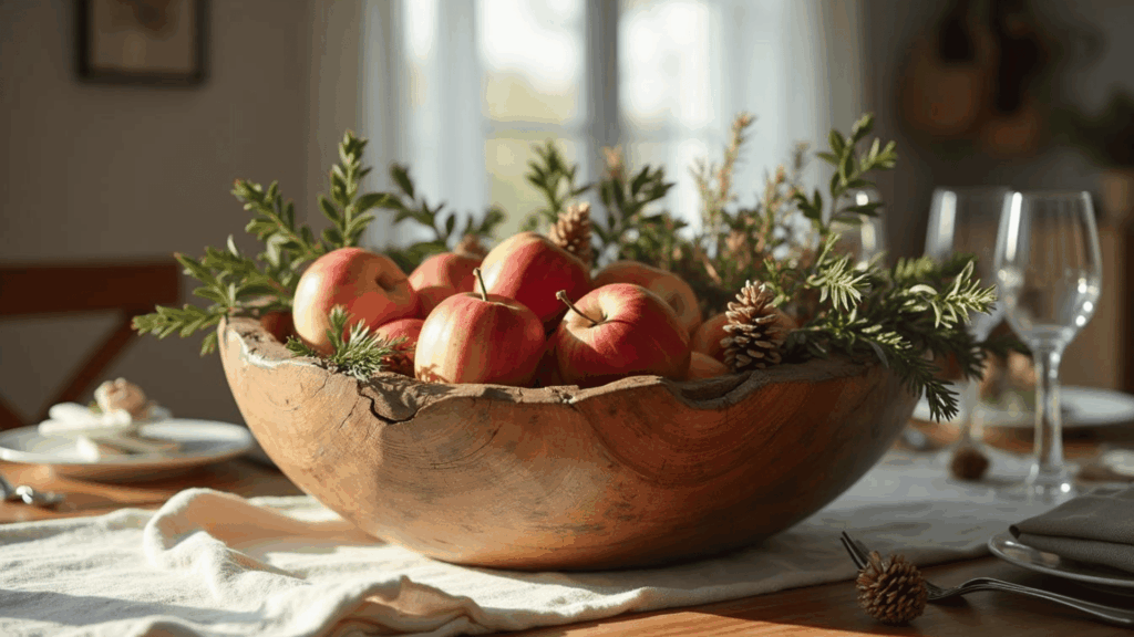 wooden dough bowl centerpieces