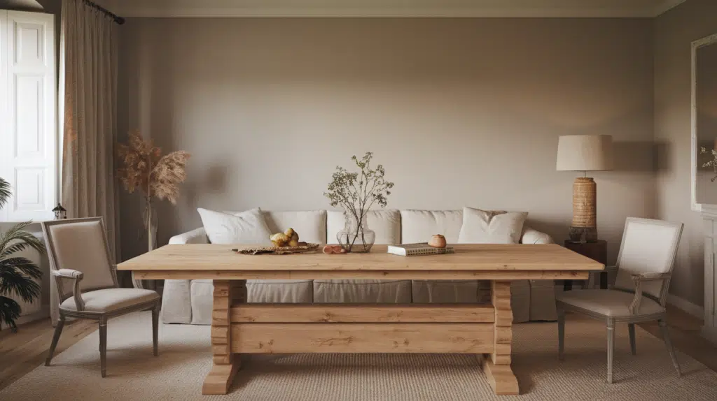 2. Add Natural Wood Furniture