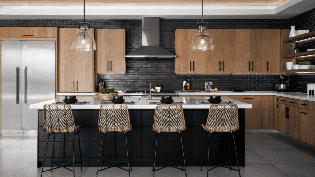 3. All Black Kitchen with Brass or Gold Hardware