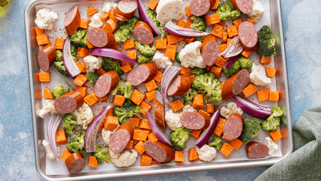 33. One Pan Sausage and Veggies
